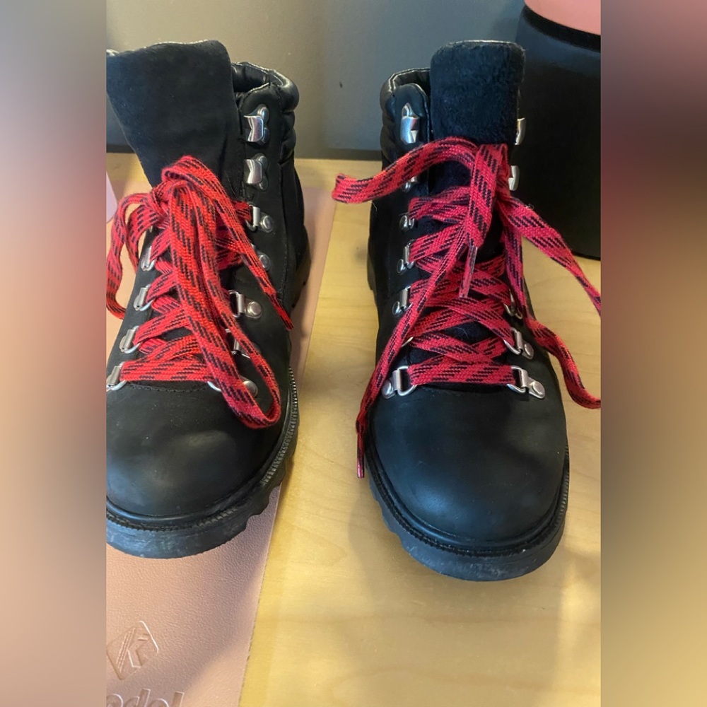 Sorel Black Boots with Red Accents